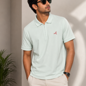 Mint Aura Zip Polo
