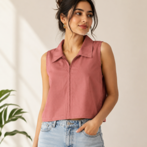Blush Zip-Up Sleeveless Top